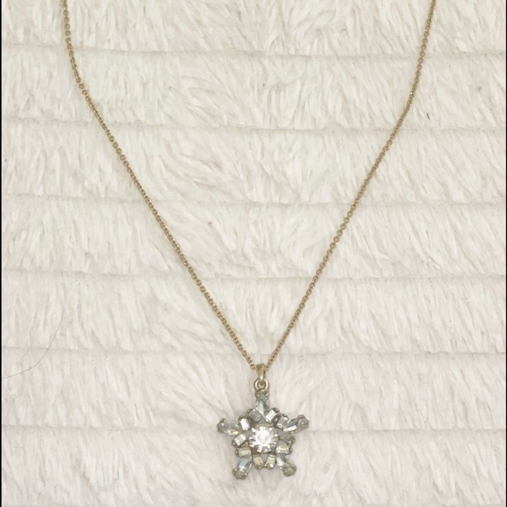 Banana Republic Gold Crystal Pendant Necklace
